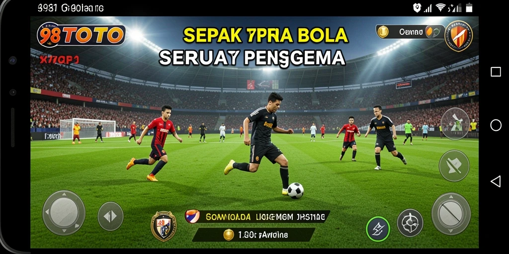 Screenshot gameplay 98TOTO dengan aksi sepak bola yang mendebarkan.