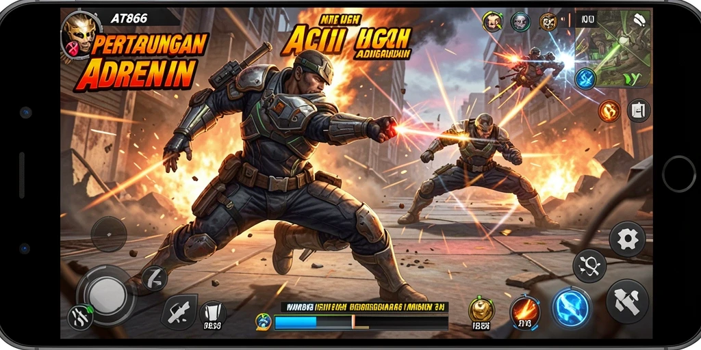 Gameplay action yang mendebarkan di AT866 dengan pertarungan intens.