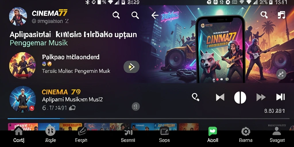 Tampilan gameplay CINEMA77 dengan fitur lirik interaktif yang menarik.