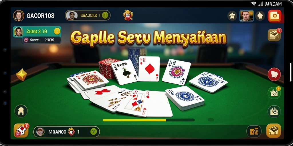 Screenshot GACOR108 menunjukkan serunya bermain Gaple bersama teman.