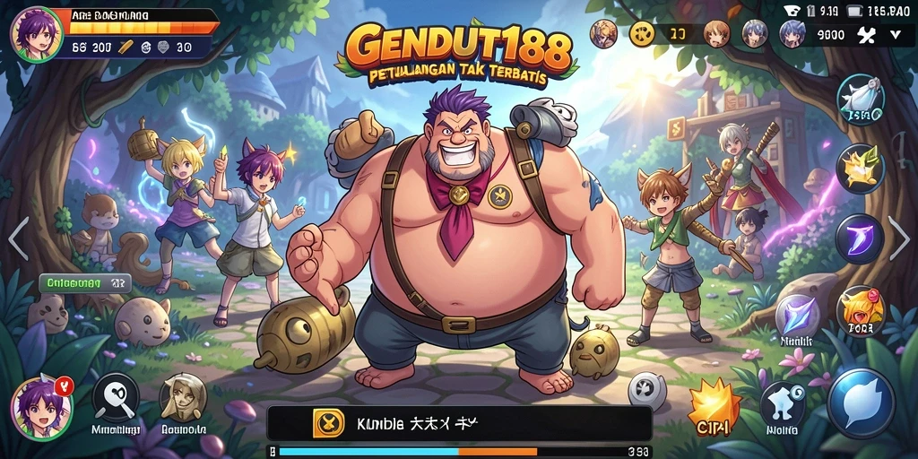 Tampilan seru gameplay GENDUT188 dalam dunia anime.
