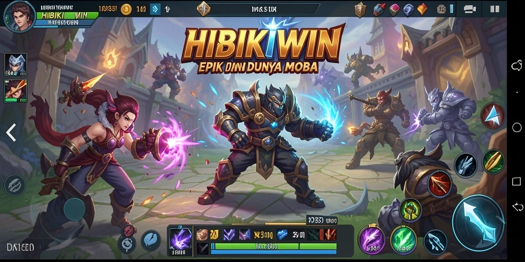 Gameplay seru HIBIKIWIN dengan karakter unik dan strategi tim.