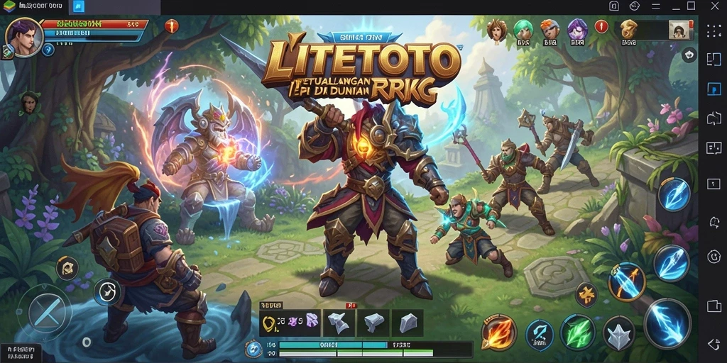 Screenshot LITETOTO menampilkan pertarungan seru antar karakter dalam dunia fantasi.